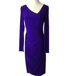 Ralph Lauren Purple Long Sleeve Gathered Sheath Dress Size 4